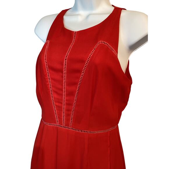 Sienna Sky High Low Sleeveless Crochet Asymmetrical Tulip Mini Dress Red S - Picture 3 of 16